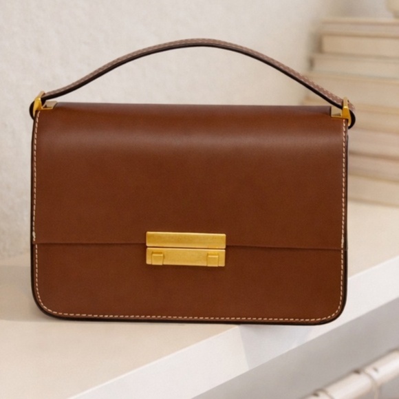 H&M Handbags - H&M Structured Tan Crossbody Bag with Gold Hardware